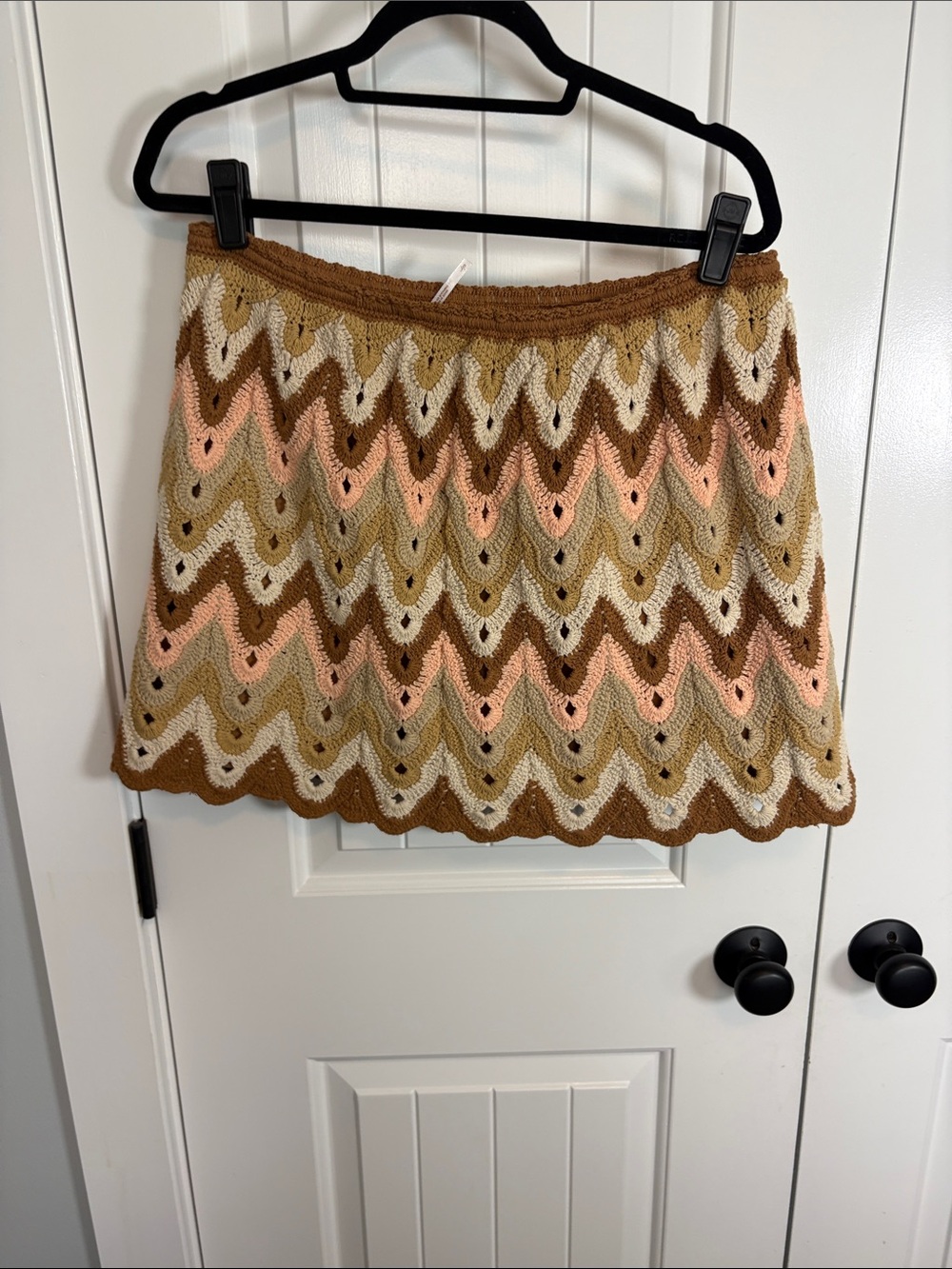 Free People Chevron Knit Mini Skirt in Brown, Pink & Cream